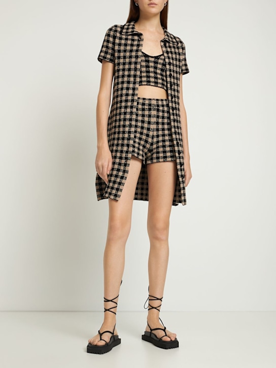 ALTUZARRA: Minishorts mit Karos „Ran“ - Weiß/Schwarz - women_1 | Luisa Via Roma