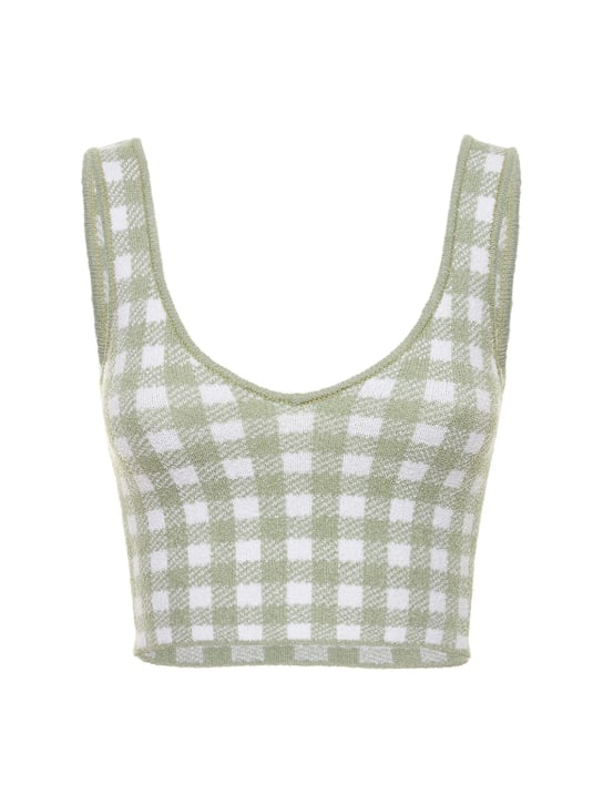 ALTUZARRA: Crop-Top mit Karos „Argia“ - Weiß/Grün - women_0 | Luisa Via Roma