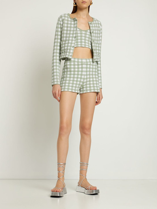 ALTUZARRA: Crop-Top mit Karos „Argia“ - Weiß/Grün - women_1 | Luisa Via Roma