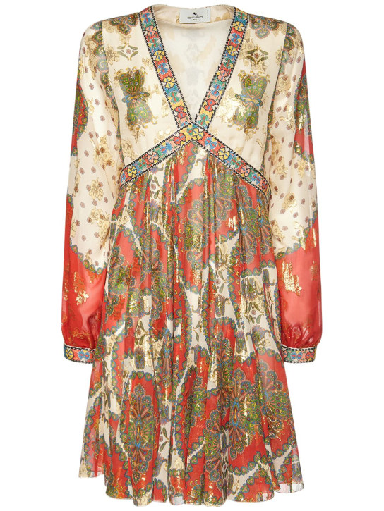 Etro: Printed silk chiffon mini dress - women_0 | Luisa Via Roma