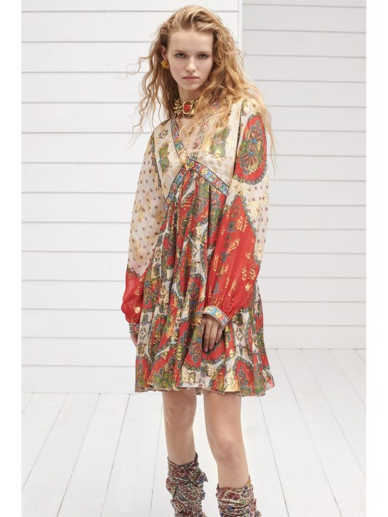 Etro: Printed silk chiffon mini dress - women_1 | Luisa Via Roma