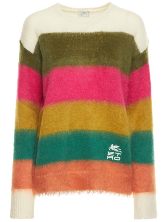Etro: Striped mohair blend knit sweater - women_0 | Luisa Via Roma