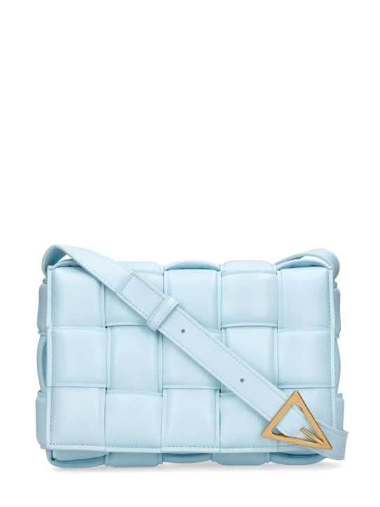 Bottega Veneta: Padded Cassette leather crossbody bag - Light Blue - women_0 | Luisa Via Roma