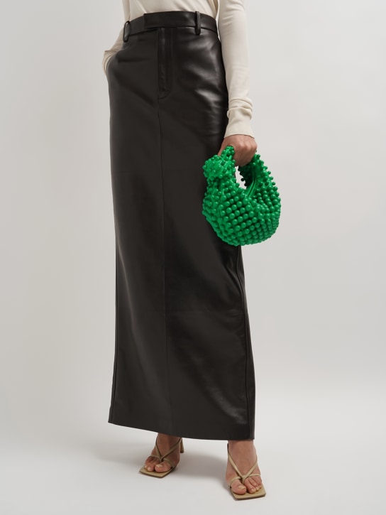Bottega Veneta: Mini Jodie matt studs top handle bag - Parakeet - women_1 | Luisa Via Roma