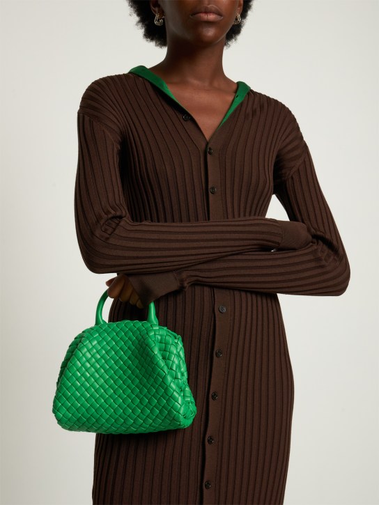 Bottega Veneta: Mini Handle leather top handle bag - Parakeet - women_1 | Luisa Via Roma