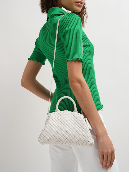 Bottega Veneta: Mini Handle leather top handle bag - Chalk - women_1 | Luisa Via Roma