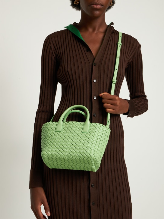 Bottega Veneta: Cabat leather shoulder bag - Pistachio - women_1 | Luisa Via Roma