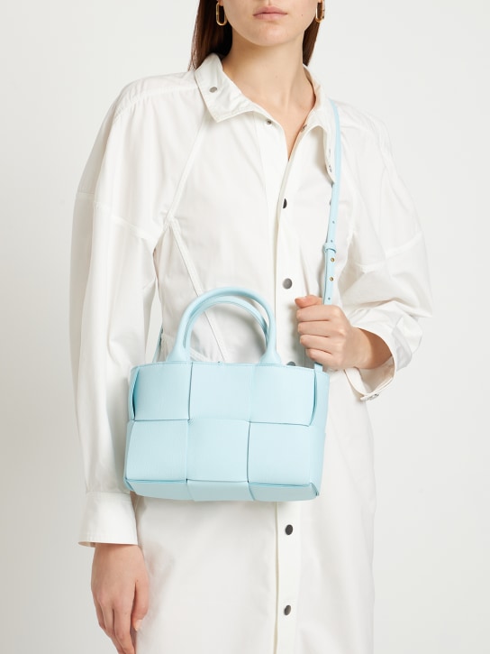 Bottega Veneta: Mini Arco leather tote bag - Light Blue - women_1 | Luisa Via Roma