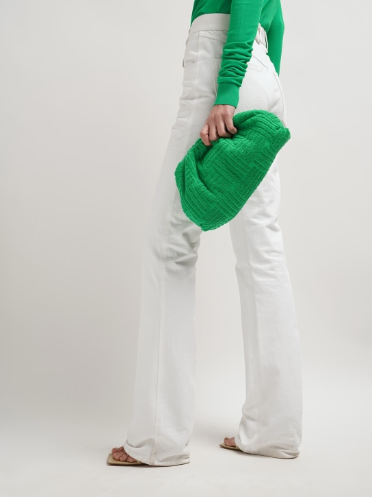 Bottega Veneta: Teen cotton jacquard pouch - Yeşil - women_1 | Luisa Via Roma