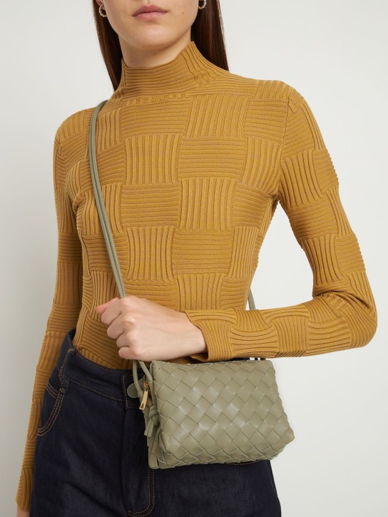 Bottega Veneta: Mini Loop leather shoulder bag - Travertine - women_1 | Luisa Via Roma