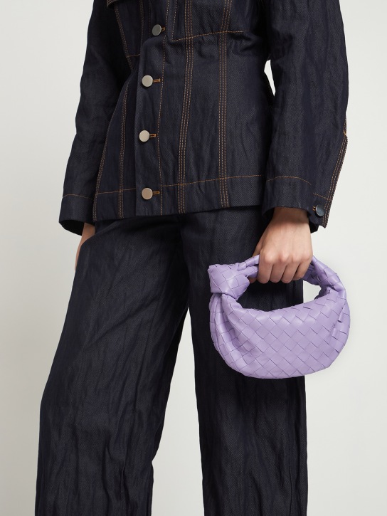 Bottega Veneta: Mini Jodie leather top handle bag - Wisteria - women_1 | Luisa Via Roma