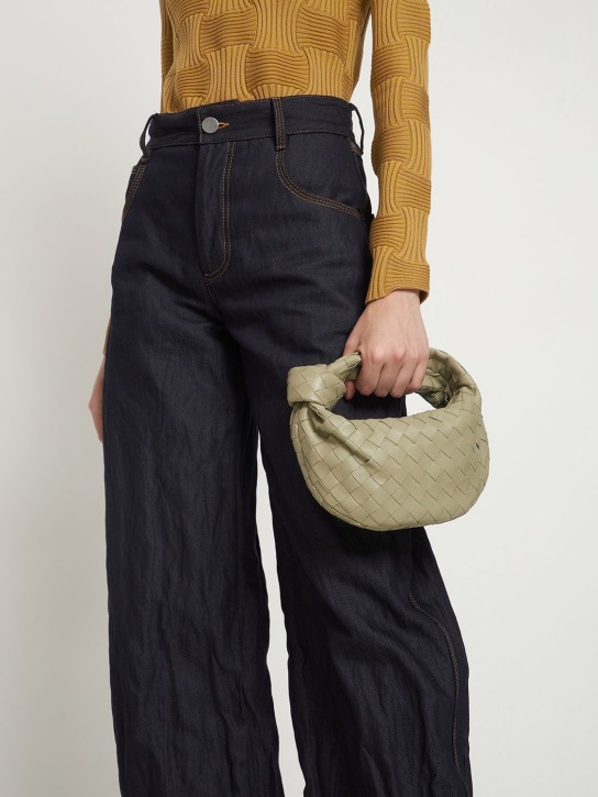 Bottega Veneta: Mini Jodie leather top handle bag - Travertine - women_1 | Luisa Via Roma