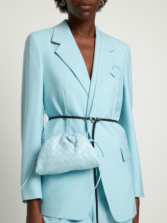 Bottega Veneta: The Mini leather pouch - Light Blue - women_1 | Luisa Via Roma