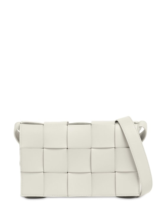 Bottega Veneta: Medium Cassette leather crossbody bag - White - women_0 | Luisa Via Roma