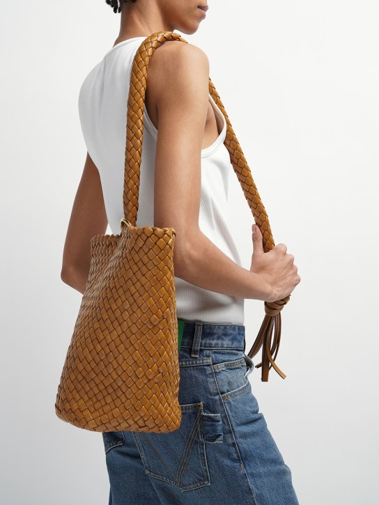 Bottega Veneta: Large Kalimero leather shoulder bag - Camel - women_1 | Luisa Via Roma