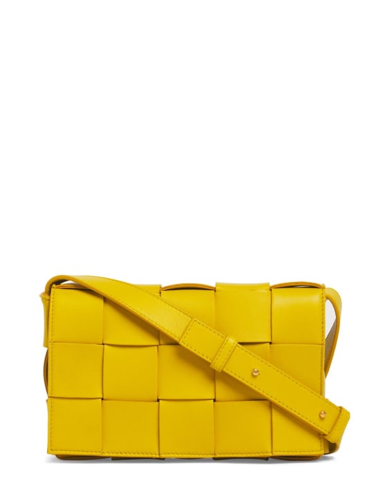 Bottega Veneta: Medium Cassette leather crossbody bag - Pollen - women_0 | Luisa Via Roma