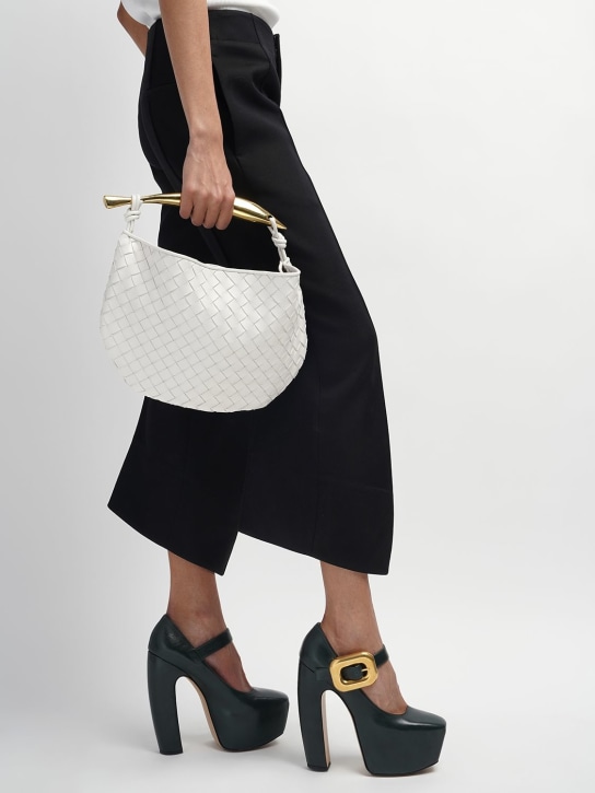 Bottega Veneta: Small Sardine leather top handle bag - Chalk - women_1 | Luisa Via Roma