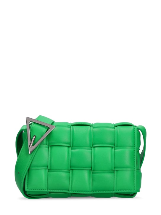 Bottega Veneta: Leather shoulder bag - Parakeet - women_0 | Luisa Via Roma