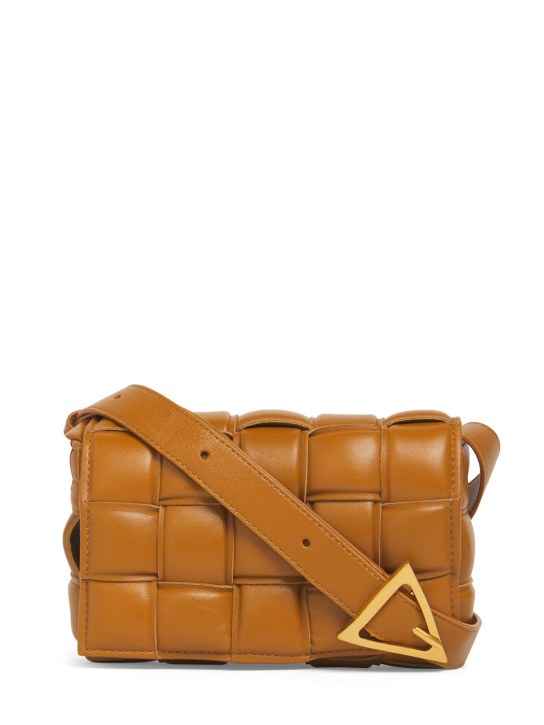 Bottega Veneta: Leather shoulder bag - Camel - women_0 | Luisa Via Roma