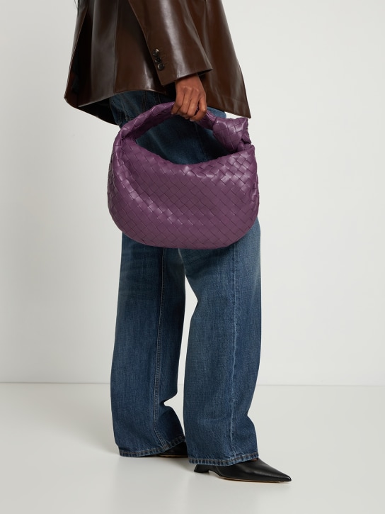 Bottega Veneta: Teen Jodie leather shoulder bag - Eggplant - women_1 | Luisa Via Roma