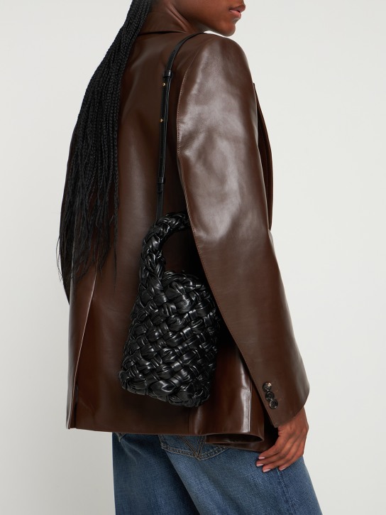Bottega Veneta: Mini Kalimero leather bucket bag - Black - women_1 | Luisa Via Roma