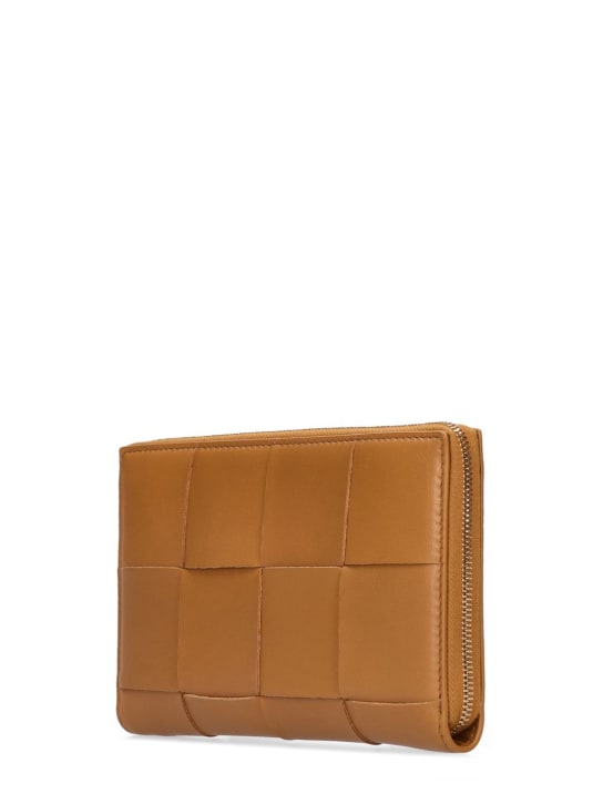 Bottega Veneta: Cassette leather zip around wallet - Camel - women_1 | Luisa Via Roma