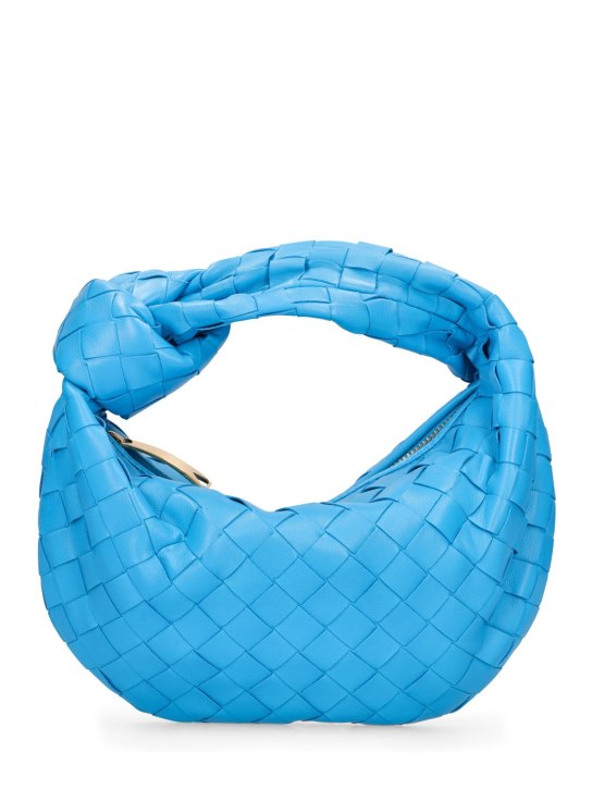 Bottega Veneta: Mini Jodie leather top handle bag - Pool - women_0 | Luisa Via Roma