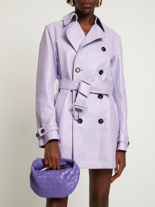 Bottega Veneta: Mini Jodie leather top handle bag - Purple - women_1 | Luisa Via Roma