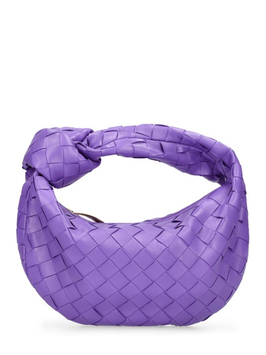 Bottega Veneta: Mini Jodie leather top handle bag - Purple - women_0 | Luisa Via Roma