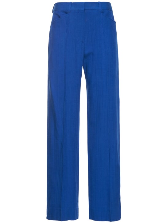 Victoria Beckham: Pantalon droit en viscose stretch - Bleu - women_0 | Luisa Via Roma