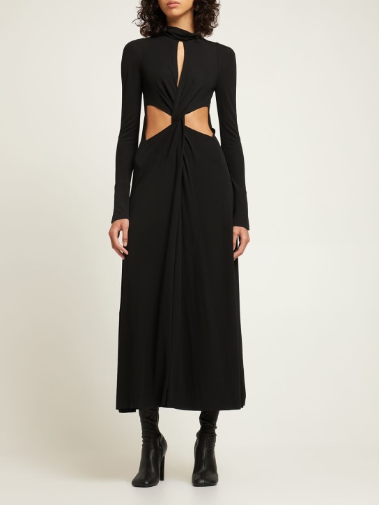 Victoria Beckham: Vestito midi Twist in jersey di viscosa - Nero - women_1 | Luisa Via Roma