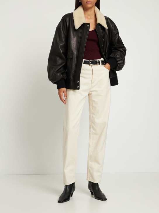 Khaite: Sheller leather jacket - Black - women_1 | Luisa Via Roma