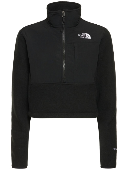 The North Face: Denali cropped tech fleece sweatshirt - Black - women_0 | Luisa Via Roma