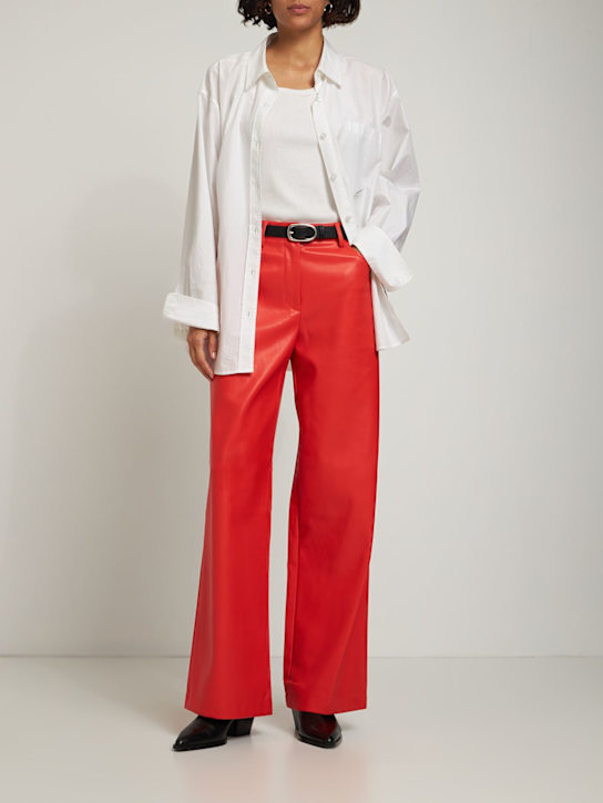 Staud: Pantaloni dritti Domino in similpelle - Rosso - women_1 | Luisa Via Roma
