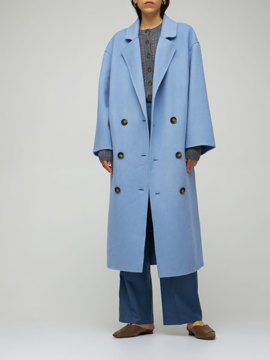 Loulou Studio: Borneo wool & cashmere coat - Sky Blue - women_1 | Luisa Via Roma