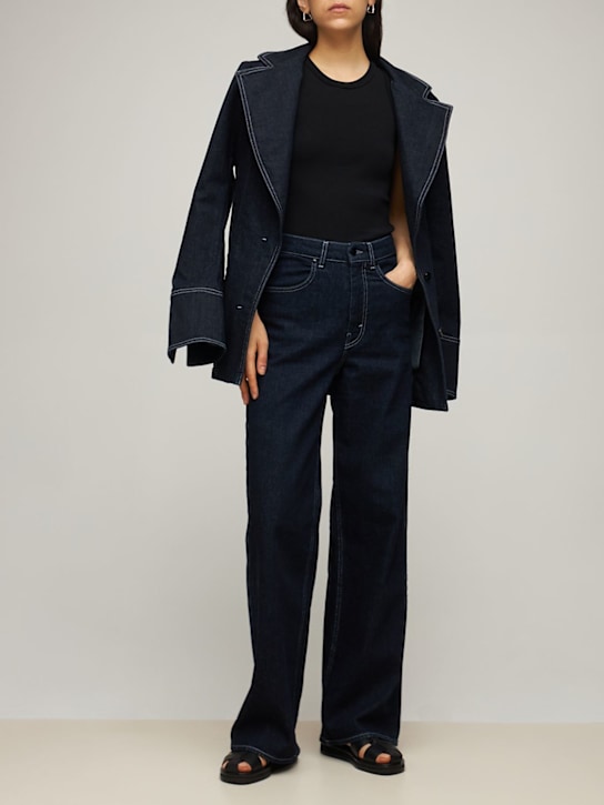 Bite Studios: Binding stretch organic cotton tank top - Black - women_1 | Luisa Via Roma