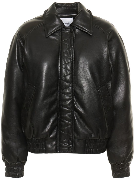 ANINE BING: Zora faux leather bomber jacket - women_0 | Luisa Via Roma