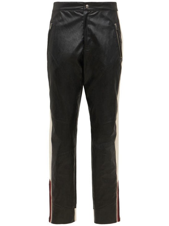 Marant Etoile: Pantalones rectos de piel sintética - Negro/Multi - women_0 | Luisa Via Roma
