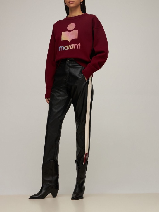 Marant Etoile: Pantalones rectos de piel sintética - Negro/Multi - women_1 | Luisa Via Roma