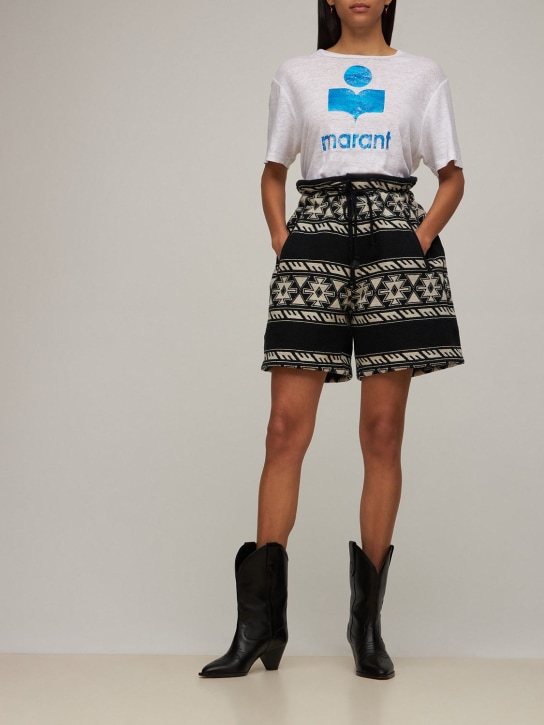 Marant Etoile: Shorts de algodón - Negro/Blanco - women_1 | Luisa Via Roma