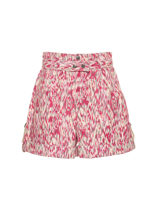 Marant Etoile: Shorts de algodón con estampado - Fucsia - women_0 | Luisa Via Roma