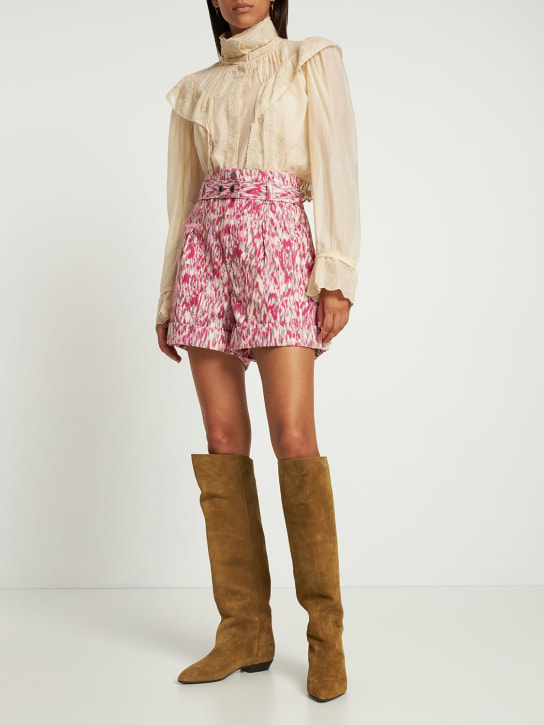 Marant Etoile: Shorts de algodón con estampado - Fucsia - women_1 | Luisa Via Roma