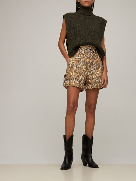 Marant Etoile: Kaloscoe 프린트 코튼 쇼츠 - Olive/Multi - women_1 | Luisa Via Roma