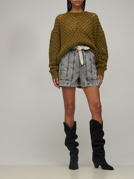 Marant Etoile: Short en denim de coton Vinca - Gris - women_1 | Luisa Via Roma