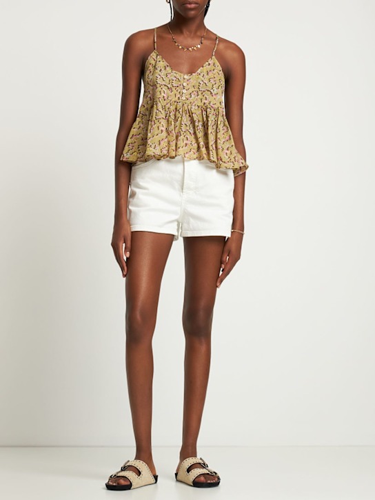 Marant Etoile: OBERTEIL AUS BAUMWOLLE MIT DRUCK „LIRHETTA“ - Olivgrün - women_1 | Luisa Via Roma