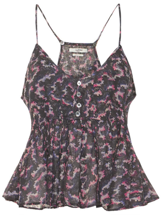 Marant Etoile: Top de algodón estampado - Negro/Multi - women_0 | Luisa Via Roma