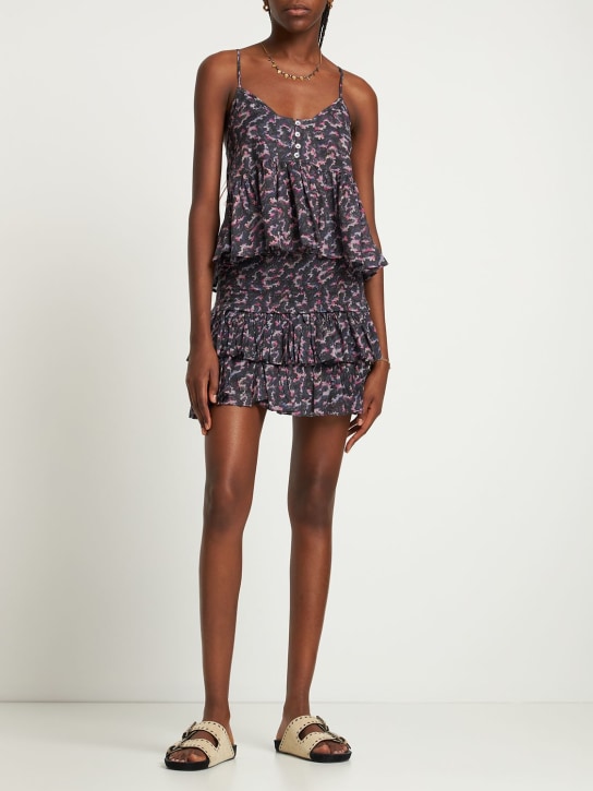 Marant Etoile: Top de algodón estampado - Negro/Multi - women_1 | Luisa Via Roma