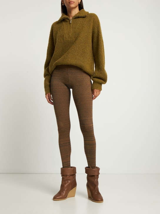 Marant Etoile: Javene弹力粘胶纤维紧身裤 - 橄榄绿 - women_1 | Luisa Via Roma