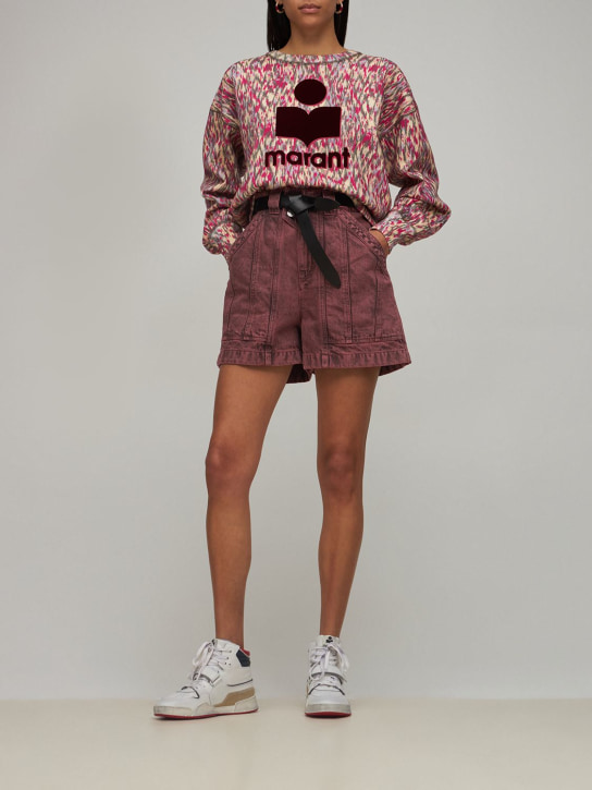 Marant Etoile: Vinca棉质牛仔短裤 - 红色 - women_1 | Luisa Via Roma