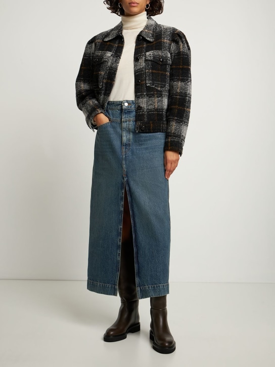 Marant Etoile: Chaqueta de lana a cuadros - Gris Oscuro - women_1 | Luisa Via Roma